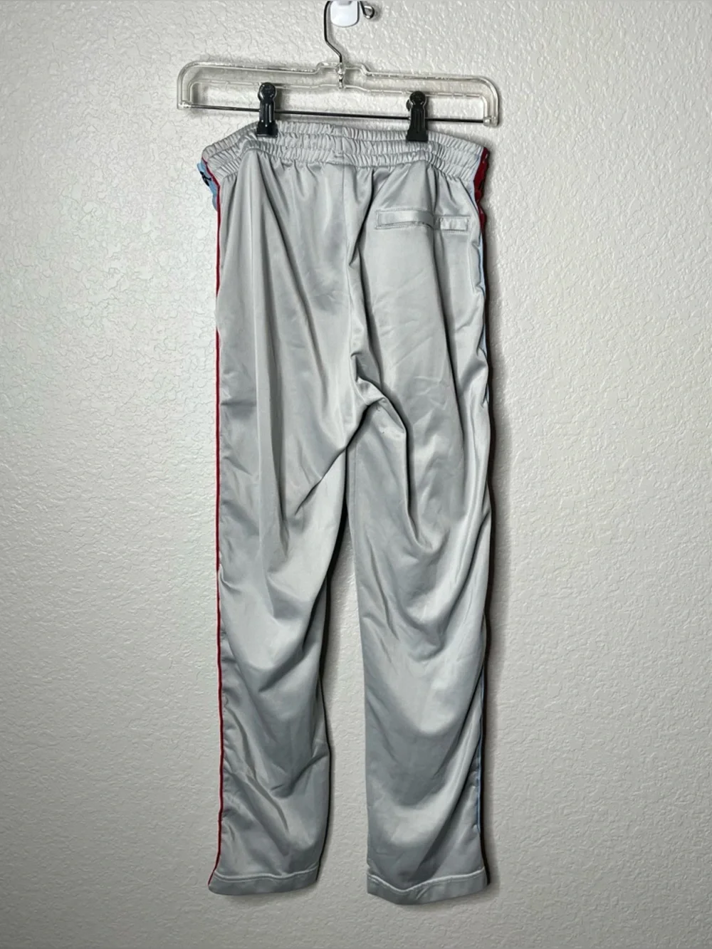 Kappa Y2K Track Pants Gray Side Stripe Logo Joggers Red Blue Streetwear Medium